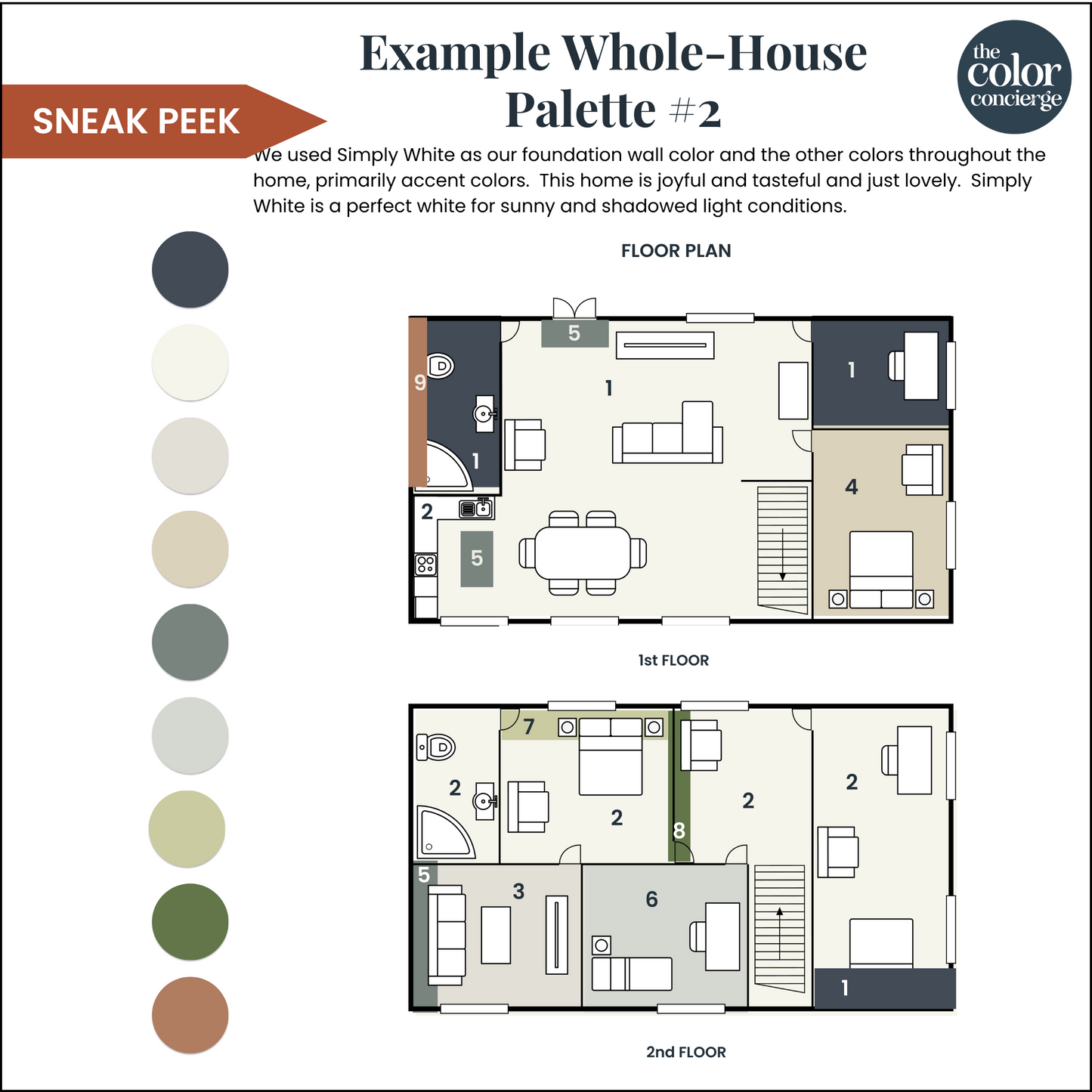 A Benjamin Moore Hale Navy whole-house color palette mockup