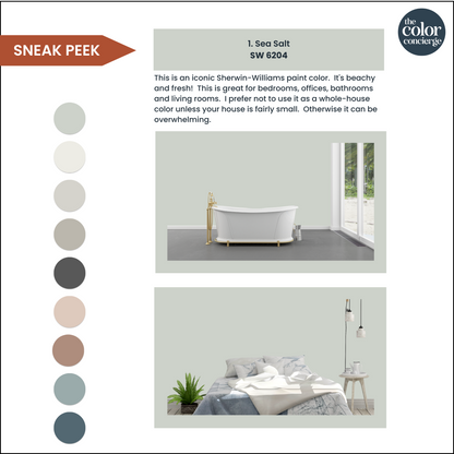 An example of how to use a Sherwin-Williams Sea Salt color palette in your home