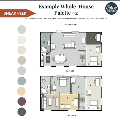 A Sherwin-Williams Reflection whole-house color palette mockup
