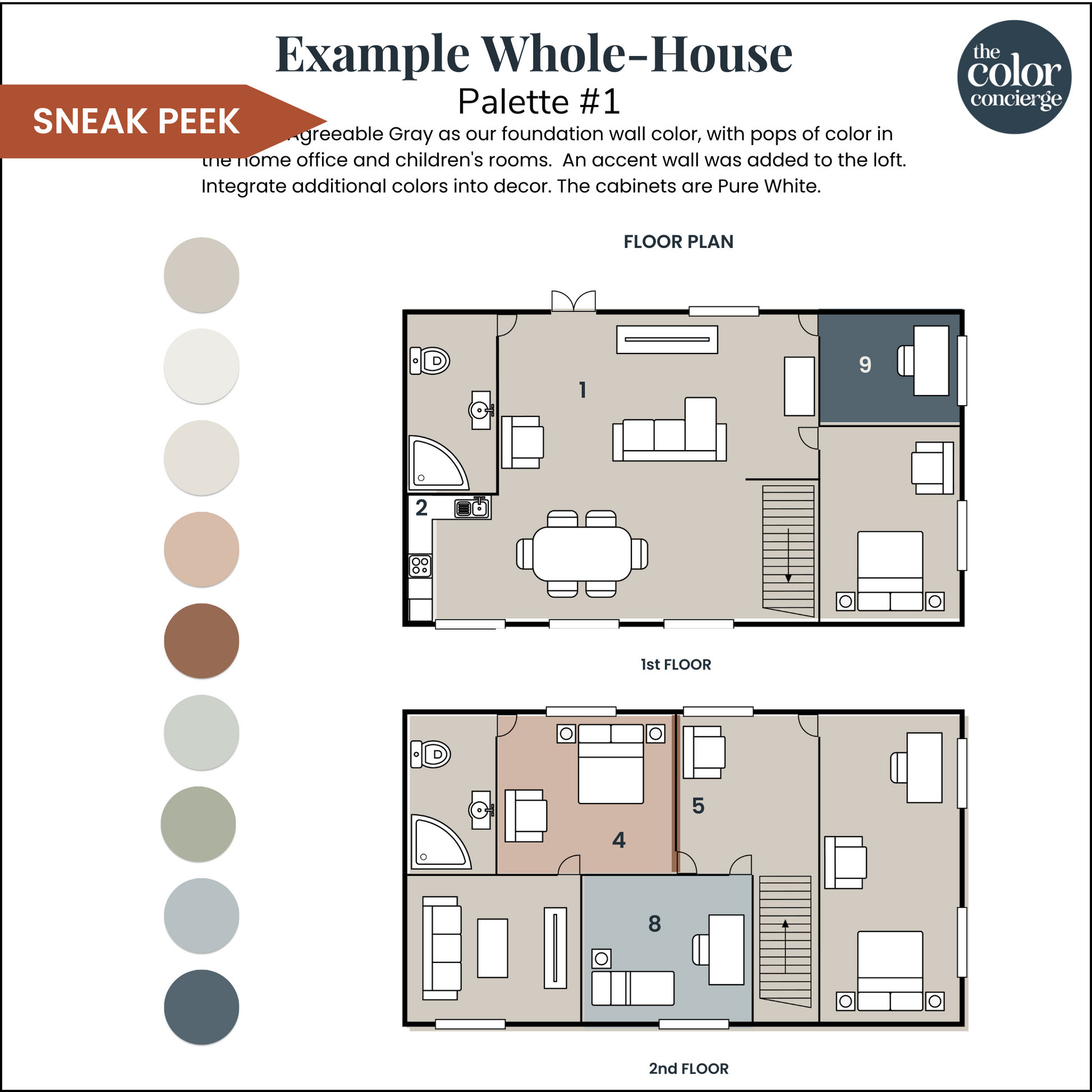 Sherwin-Williams Agreeable Gray whole-house color palette example