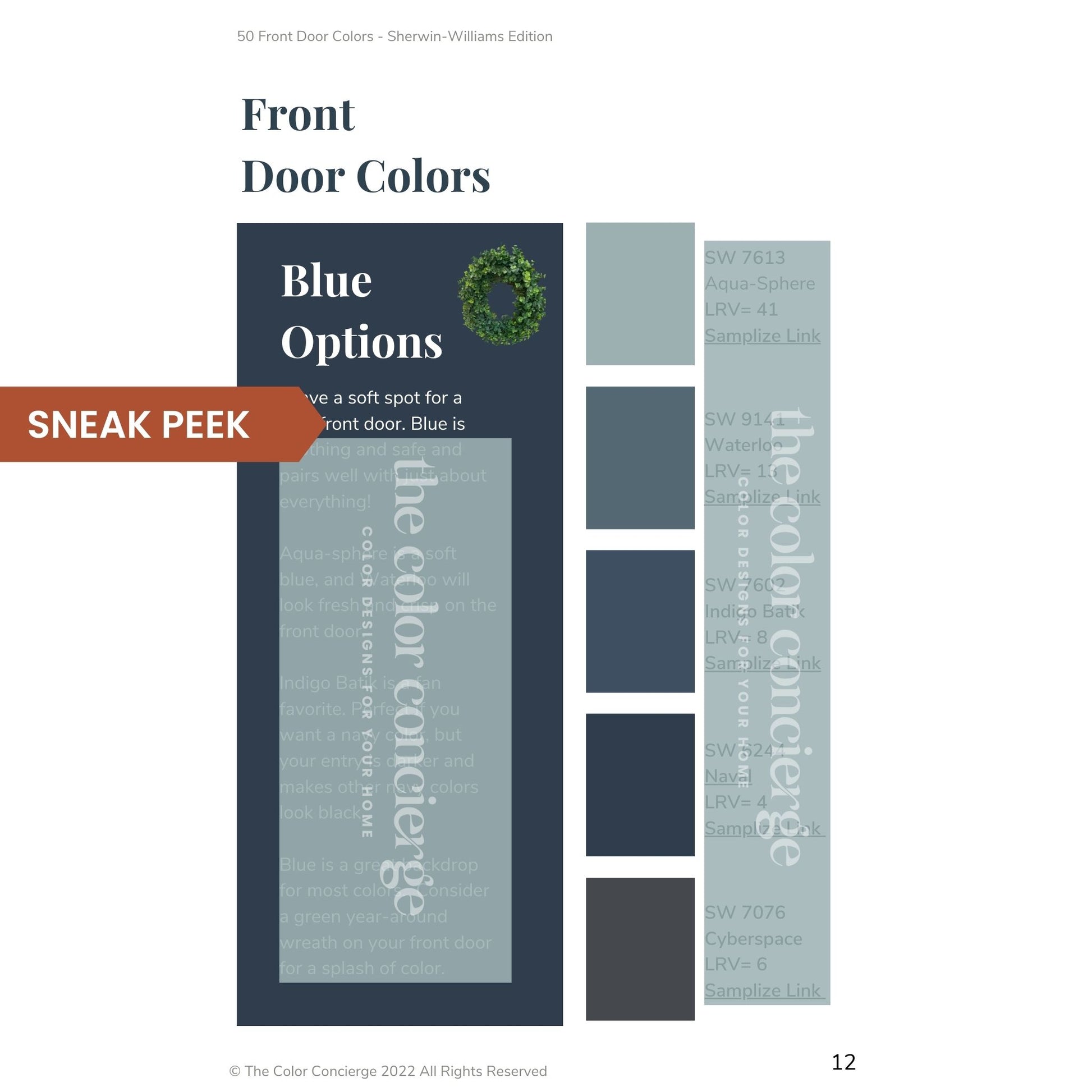A sneak peek of the Sherwin-Williams best front door paint colors guide